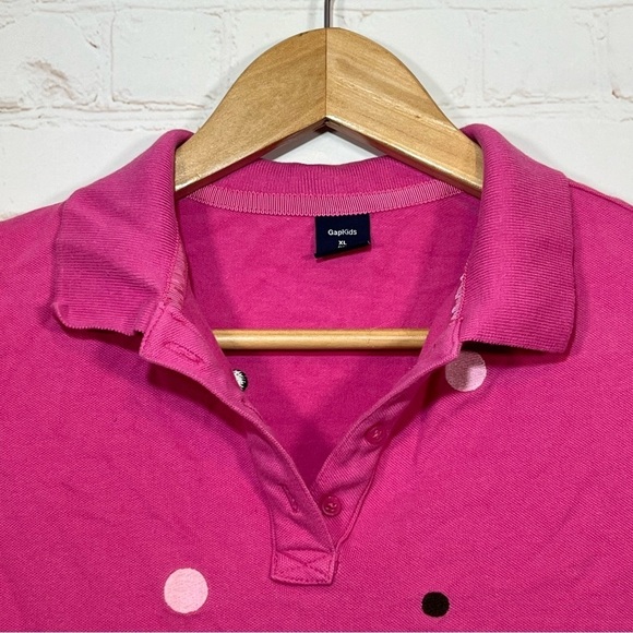 Gap Kids Polka Dot Polo Shirt Girls XL 12 Pink Embroidered - Picture 3 of 10